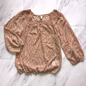 Banana Republic Sheer Chiffon Top - Retro Pattern